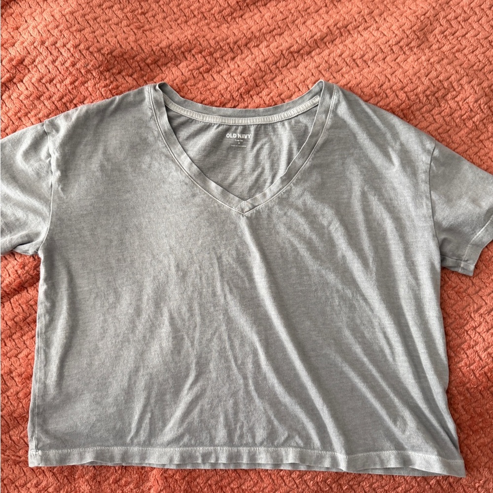 Old Navy Women's Gray V-Neck Crop Top
